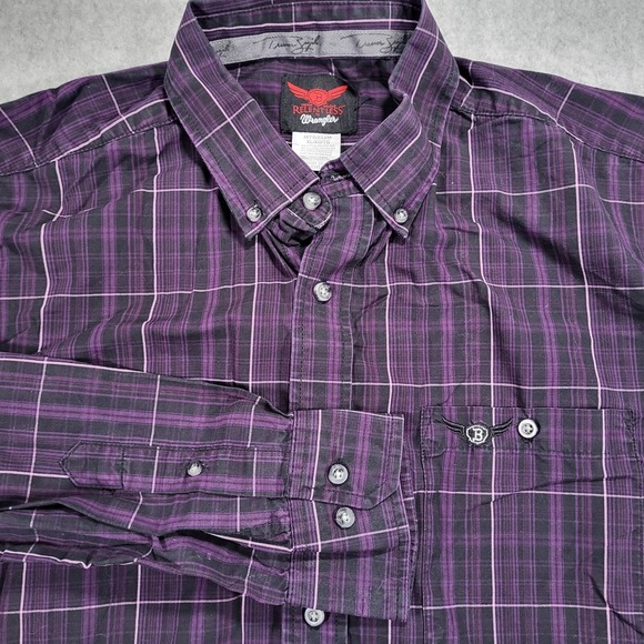 Wrangler Other - Relentless by Wrangler Long Sleeve Button Up Shirt Mens XL Purple Plaid Cool Max